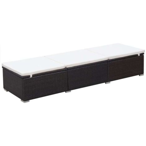 vidaXL Lettino Prendisole con Cuscino in Polyrattan Marrone