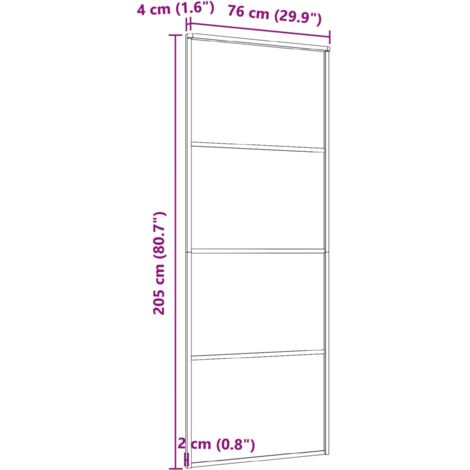 PORTA SCORREVOLE, ALLUMINIO, 3 INSERTI IN VETRO, 76X215X4 CM, PORTE,  FINESTRE E SCALE - Ottimax