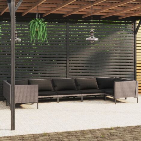 Set Divano Da Giardino 4 Pezzi In Polyrattan Nero - Con Cuscini, Tavolino E Pouf - Foto 9
