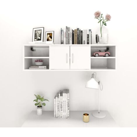 BACHECA MENSOLA DA PARETE CON PORTAFOTO LIBRERIA SCAFFALE METALLO LEGNO  53*53 cm