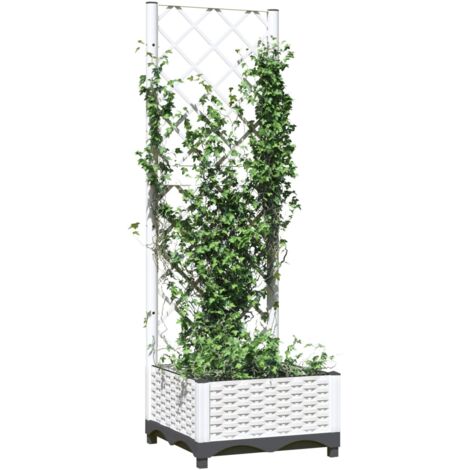 VidaXL Fioriera Da Giardino Con Graticcio Grigio Scuro 80x40x121,5 Cm, In PP Resistente Agli Agenti Atmosferici