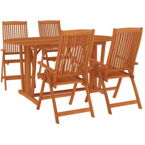 Set da Pranzo per Giardino 5 pz in Legno Massello di Eucalipto