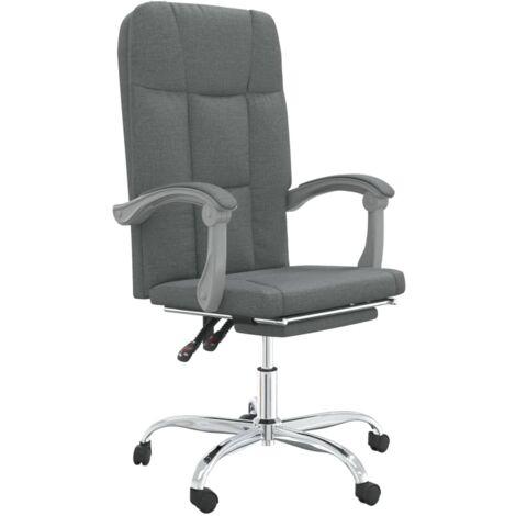 Sedia da Ufficio Reclinabile Grigio Scuro in Tessuto