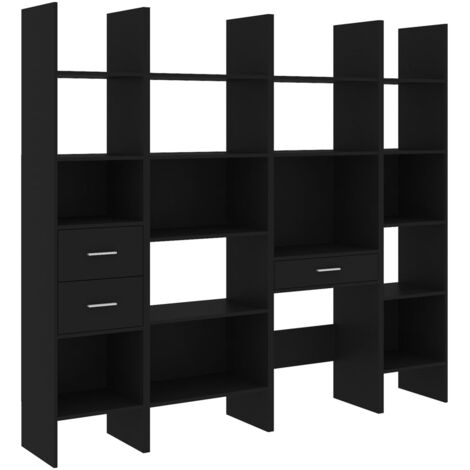 Set Libreria 4 pz Nero Lucido in Truciolato