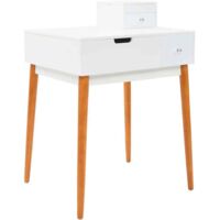 Toletta in legno rovere chiaro e bianco con vano contenitore - Olaf