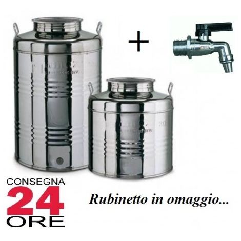 Fustino Fusto in acciao inox olio Sansone Made Italy predisposizione rubinetto