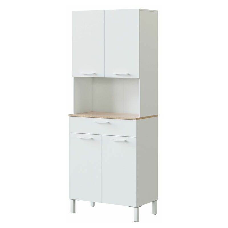 Alacena de cocina 4 puertas Blanco Artik (Blanco Mate) - Roble Canadian 72cm (ancho) x 186cm (alto)