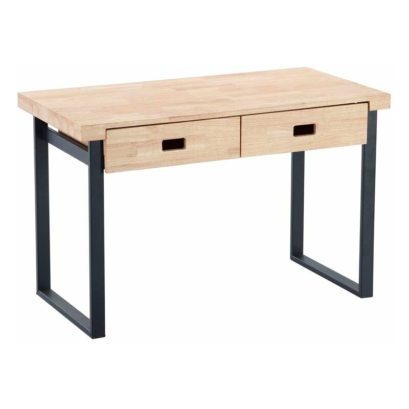 Mesa de escritorio Natural 2 cajones Roble salvaje - Negro 120cm (ancho) x 75cm (alto)