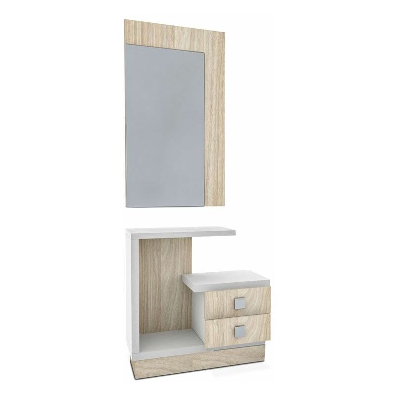 Mueble de recibidor Star Blanco - Nelson 75cm(módulobajo)/61cm(espejo) (ancho) x 71cm(módulobajo)/107,5cm(espejo) (alto)