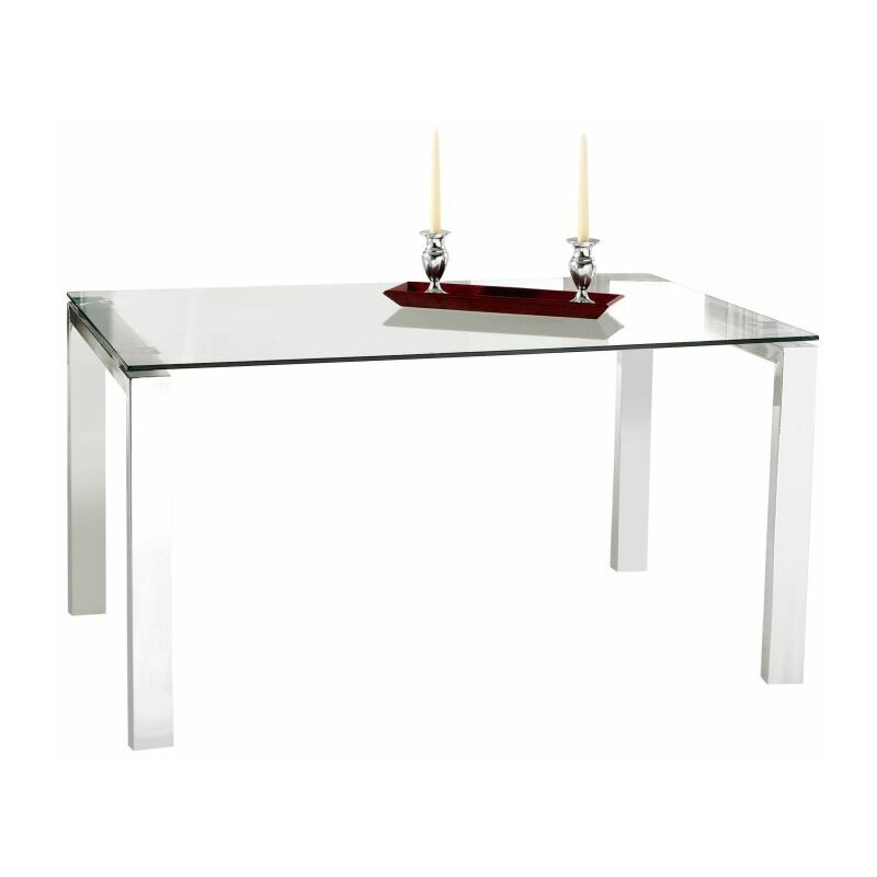 Mesa de comedor Universal Cromado - Transparente 140cm (ancho) x 73,5cm (alto)