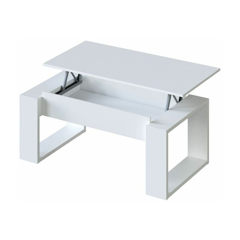 Mesa de centro elevable Nova Blanco Artik (Blanco Mate) 105cm (ancho) x 45–54cm (alto)