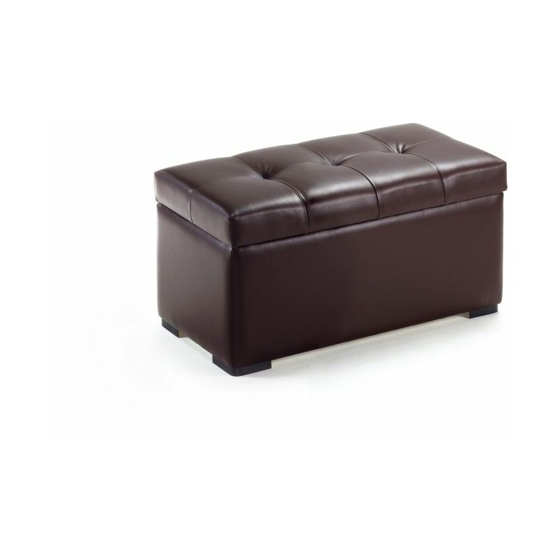 Duehome Baul Banco puff de almacenaje arcon elevable modelo milos acabado en simil piel color chocolate medidas 80 cm ancho x 42 fondo 44