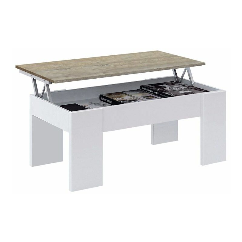 De Centro Elevable low cost blanco mate roble alaska 100cm ancho x 45–56cm alto mesita o comedor modelo lc acabado en color y medidas 100 50 4556