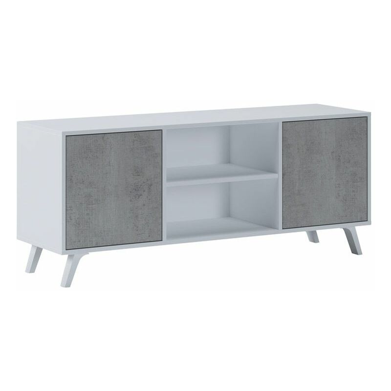 Mueble TV Wind 140 Blanco mate - Gris cemento 136,8cm (ancho) x 56,9cm (alto)