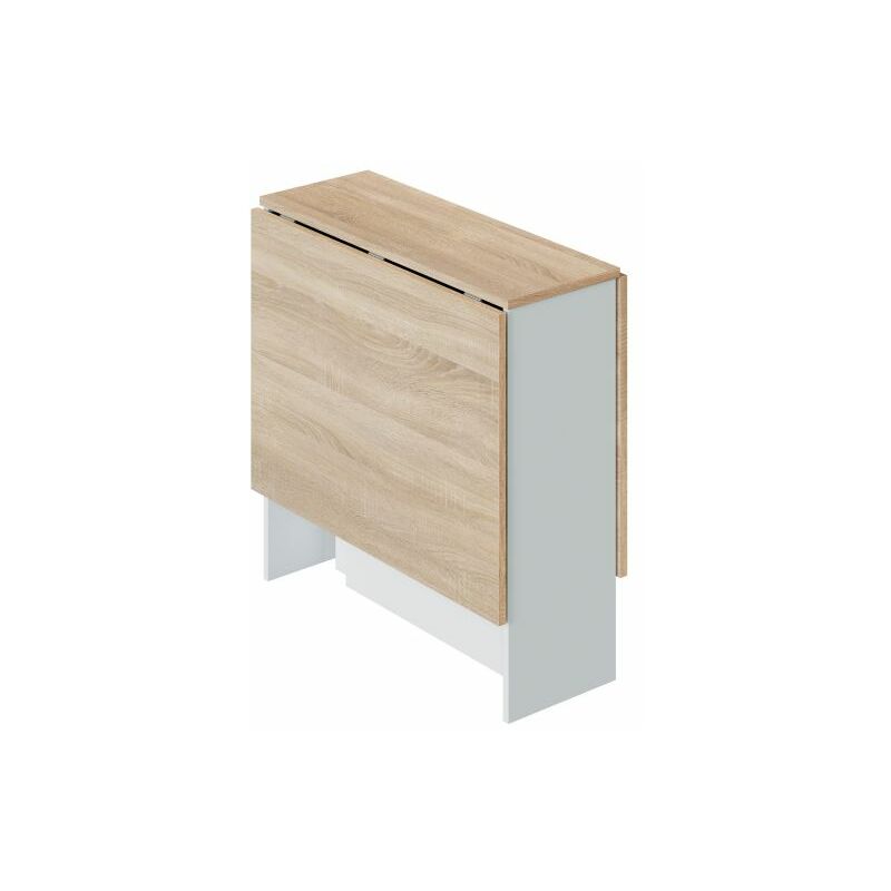 Mesa de comedor Fly Blanco Artik (Blanco Mate) - Roble Canadian 77cm (ancho) x 78cm (alto)