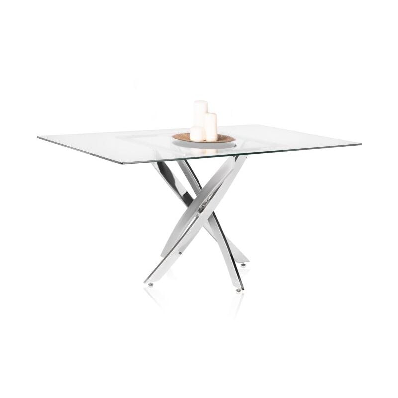 Mesa de comedor Thunder Cristal - Cromo 150cm (ancho) x 75cm (alto)