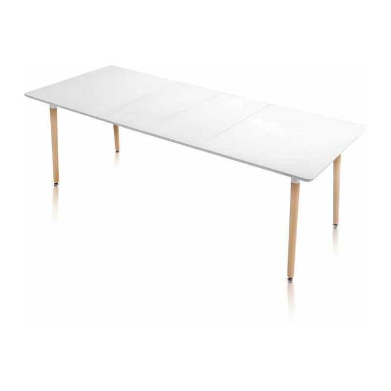 Mesa de comedor extensible Nordika Blanco - Madera de haya 140cma180yde180cma220cm (ancho) x 76cm (alto)