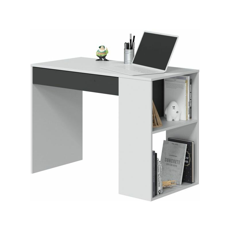 Mesa de escritorio Masster Blanco Artik (Blanco Mate) - Gris Antracita 101cmeinteriorde74cm (ancho) x 73cm (alto)