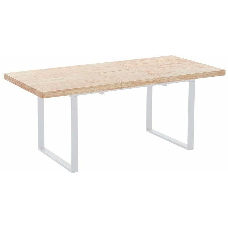 Mesa de comedor extensible Natural Roble salvaje - Blanco 180cm (ancho) x 76cm (alto)