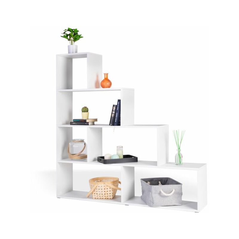 Duehome Estantería Decorativa librería separador ambientes modelo iluq acabado en blanco medidas 1428 cm alto x 144 1428cm