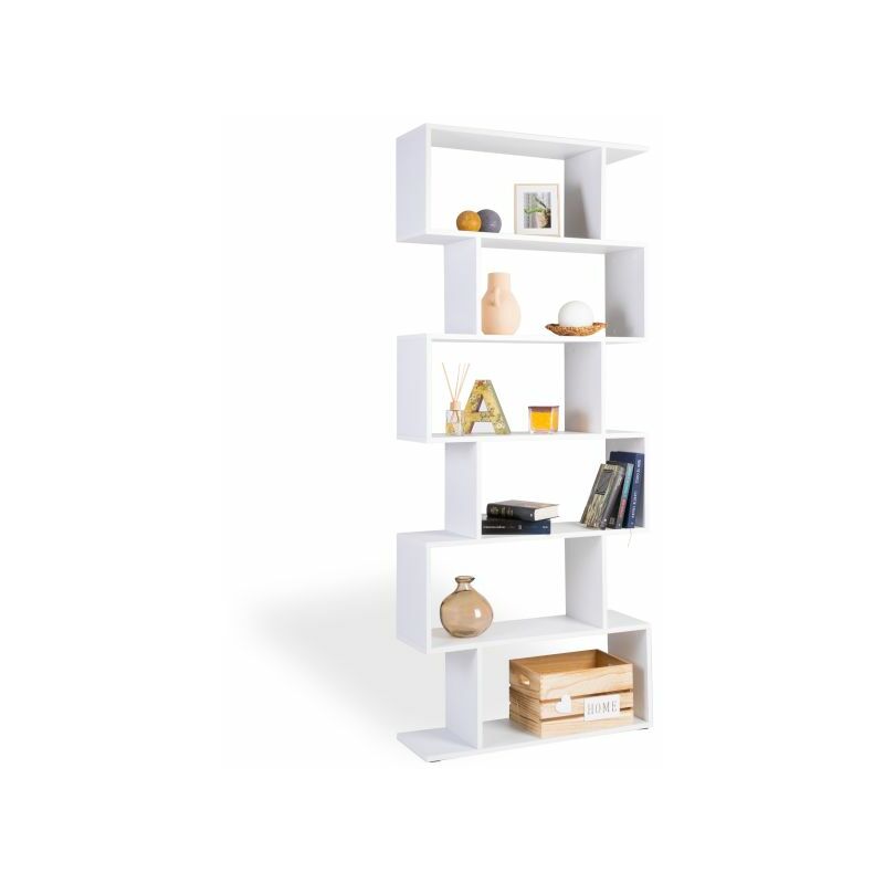 Duehome Estantería Alta salon libreria separador ambientes modelo makku acabado en color blanco medidas 1905 cm alto ancho 1905cm