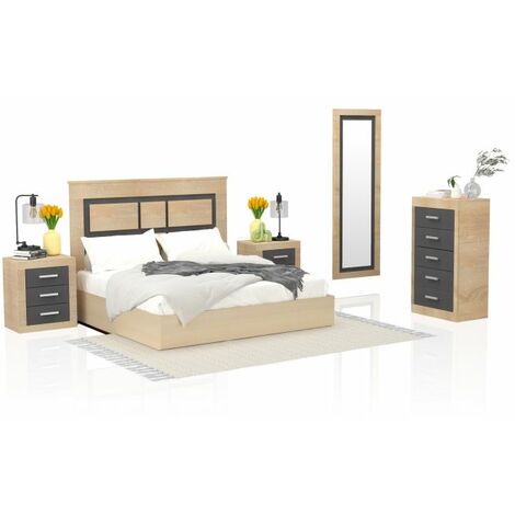 Dormitorio Kira 5C Cambria - Grafito (ancho) x 119cm (alto)