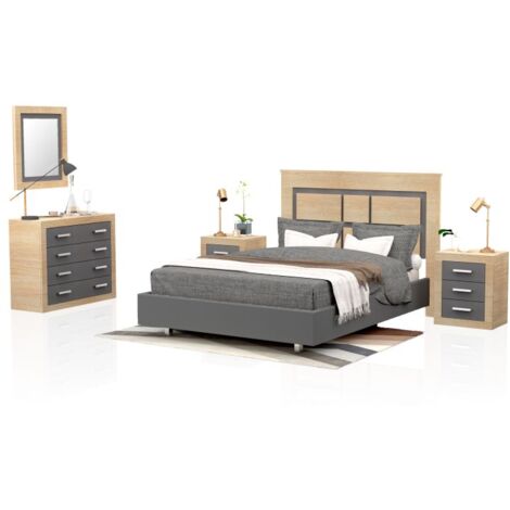 Dormitorio Kira 4C Cambria - Grafito (ancho) x 119cm (alto)