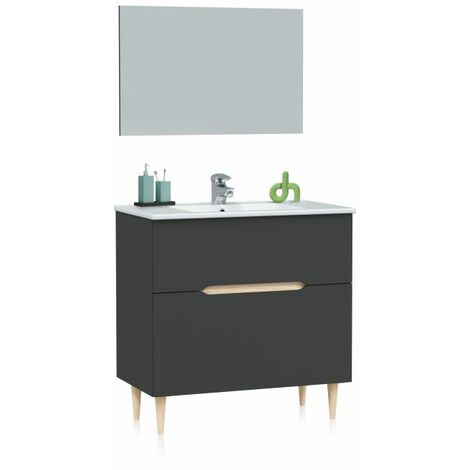 Pack de baño con lavabo Opera 80 Antracita - Roble (ancho) x 80cm (alto) (1/5)