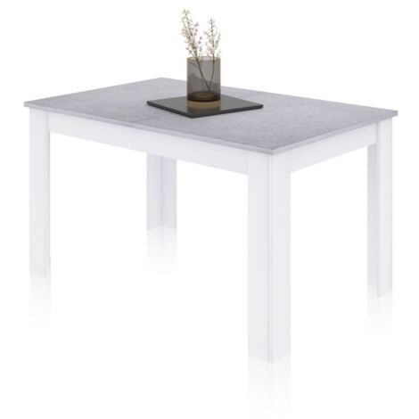Mesa de comedor extensible Danna 140 Blanco Artik (Blanco Mate) - Gris Cemento 90cm (ancho) x 78cm (alto)