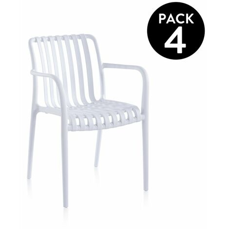 Pack 4 sillas de exterior Jamie Arm Blanco 55,5cm (ancho) x 81cm (alto) (1/5)