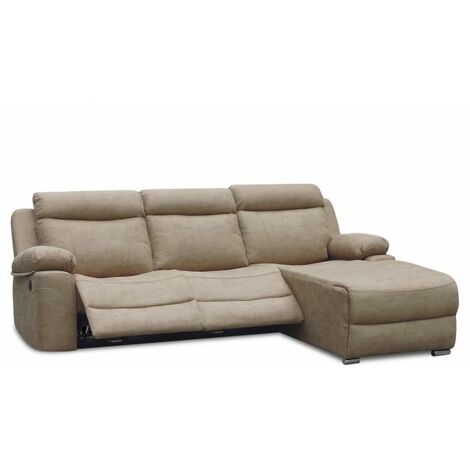 Sofá relax eléctrico con chaiselongue izquierdo Nellie 3 plazas Cemento (ancho) x 102cm (alto)