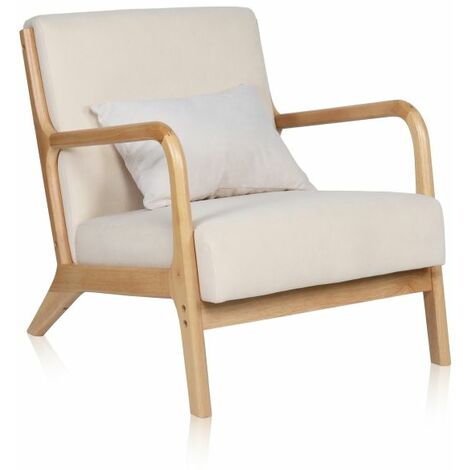 Butaca Elka Beige - Madera natural 65cm (ancho) x 72cm (alto)
