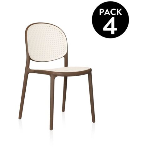 Pack 4 sillas de exterior Klux Taupé - rattan 45cm (ancho) x 84cm (alto) (1/5)