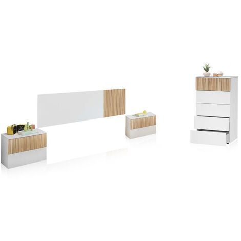 Dormitorio Nitza 5C Blanco Artik (Blanco Mate) - Natur (ancho) x 50cm (alto)