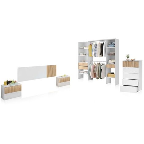 Dormitorio Nitza 5C Plus Blanco Artik (Blanco Mate) - Natur (ancho) x 50cm (alto) (1/5)