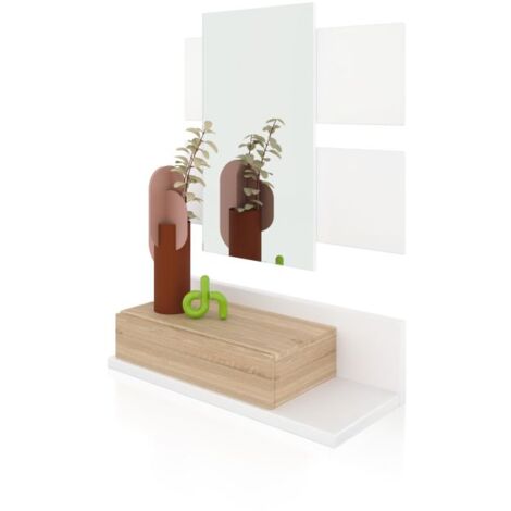 Mueble recibidor Milo Blanco Artik (Blanco Mate) - Roble Canadian (ancho) x 116cm (alto) (1/5)
