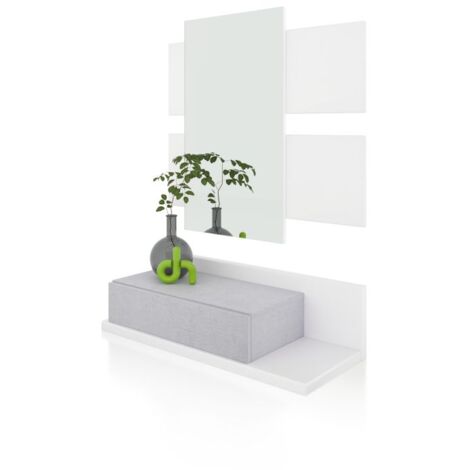 Mueble recibidor Milo Blanco Artik (Blanco Mate) - Gris Cemento (ancho) x 116cm (alto)