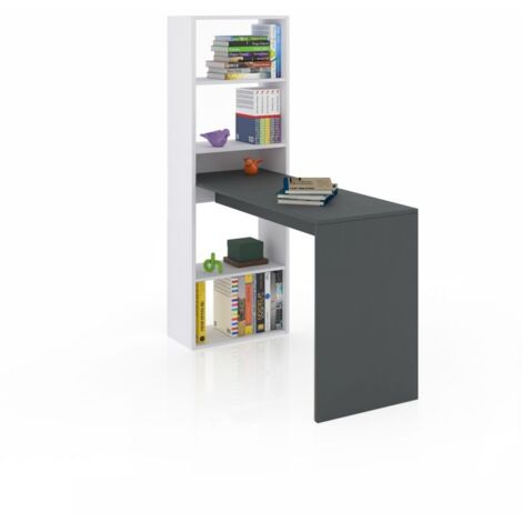 Mesa de escritorio con estantería 120x50 cm Cosmic Blanco Artik (Blanco Mate) - Gris Grafito (ancho) x 71cm (alto)