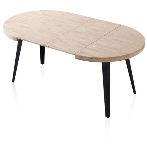 Mesa redonda extensible Berg 120 Negro - Roble 120cm (ancho) x 76cm (alto)