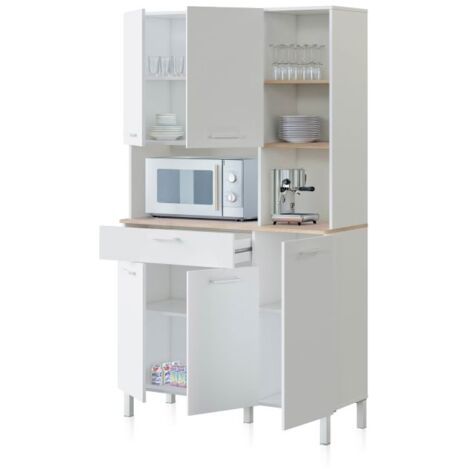 Alacena cocina Colin 5 Puertas Blanco Artik (Blanco Mate) - Roble Canadian (ancho) x 186cm (alto)