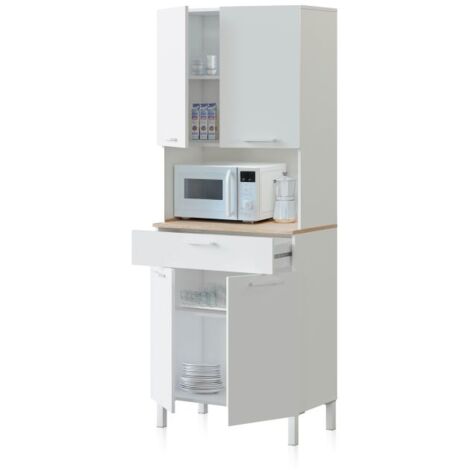 Alacena cocina Colin 4 Puertas Blanco Artik (Blanco Mate) - Roble Canadian (ancho) x 186cm (alto)