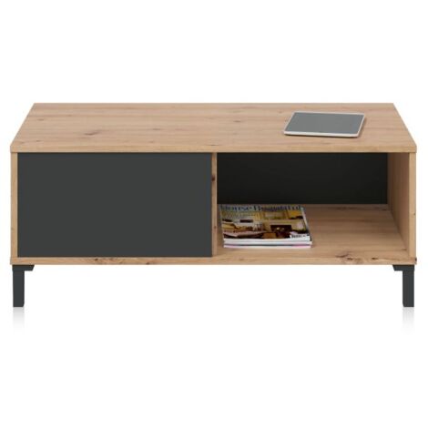 Mesa de centro Lea Gris Antracita - Roble Nodi 50cm (ancho) x 40cm (alto) (1/5)
