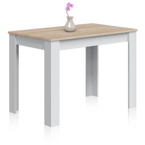 Mesa de comedor Dina Blanco Artik (Blanco Mate) - Roble Canadian 67cm (ancho) x 78cm (alto) (1/5)