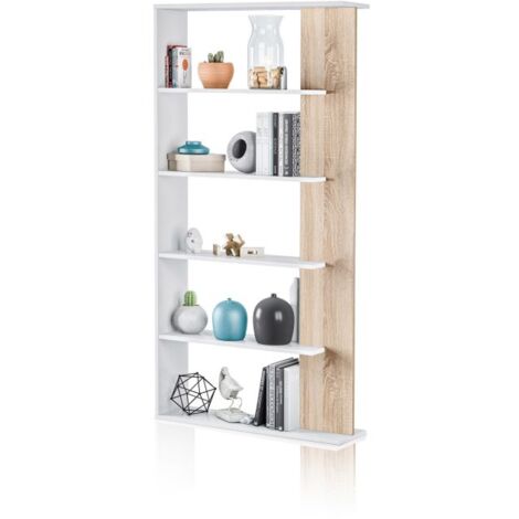 Estantería Opal Blanco Artik (Blanco Mate) - Roble Canadian (ancho) x 180cm (alto) (1/5)