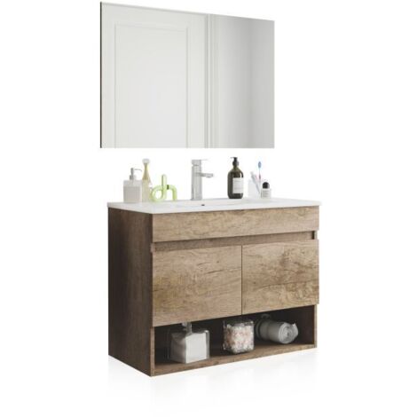 Mueble de baño con espejo Thai 2 puertas Nordik (ancho) x 64cm (alto)