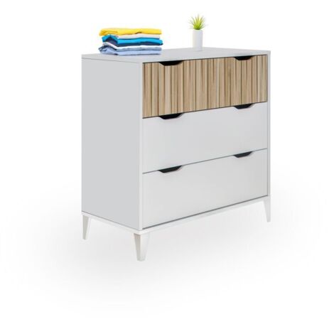 Cómoda Nitza On Blanco Artik (Blanco Mate) - Natur (ancho) x 76cm (alto)