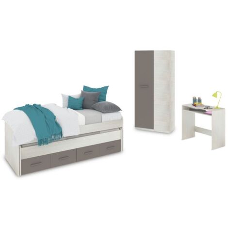 Dormitorio juvenil Axim Max Blanco Alpes - Basalto (ancho) x 69cm (alto)