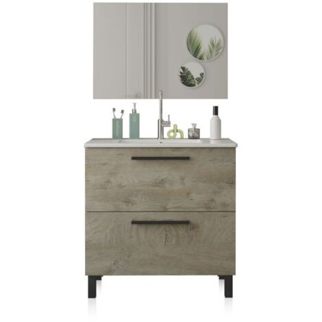 Pack de baño con lavabo cerámico Sense Roble Alaska (ancho) x 80cm (alto) (1/5)