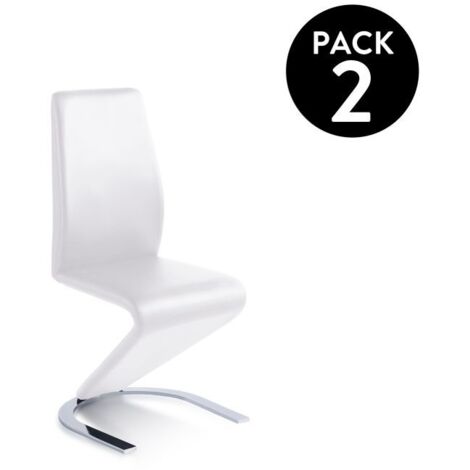 Pack 2 sillas de comedor Rin símil piel Blanco 40,5cm (ancho) x 96cm (alto) (1/5)