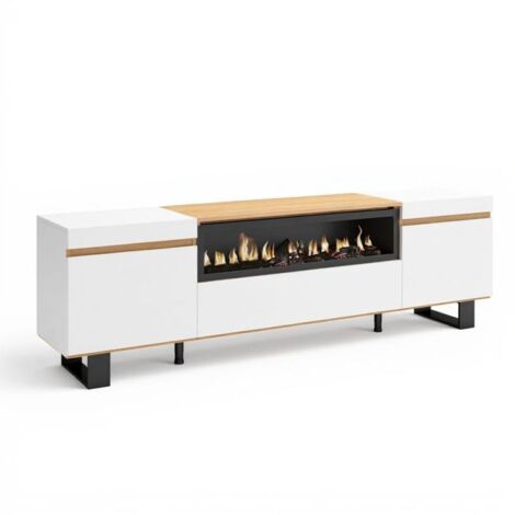 Mueble TV Kavos Up Chimenea Blanco - Roble Arena (ancho) x 57cm (alto) (1/5)
